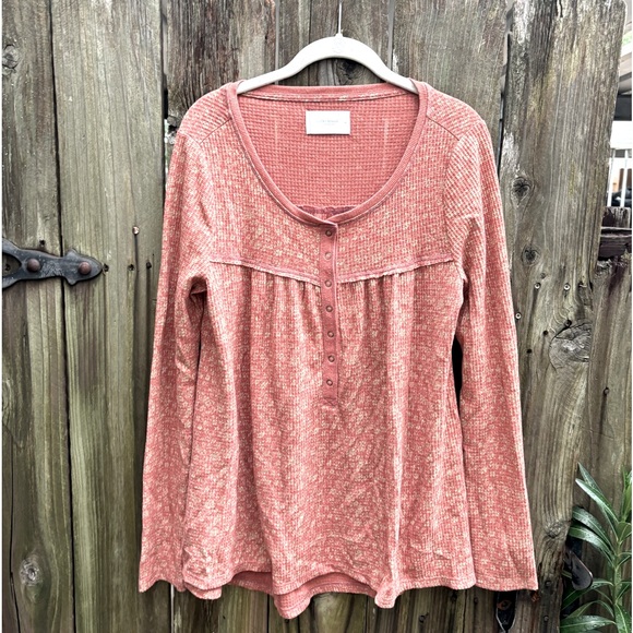 Lucky Brand Waffle Long Sleeve Top Tee qWomen’s Sz Medium - Picture 2 of 7